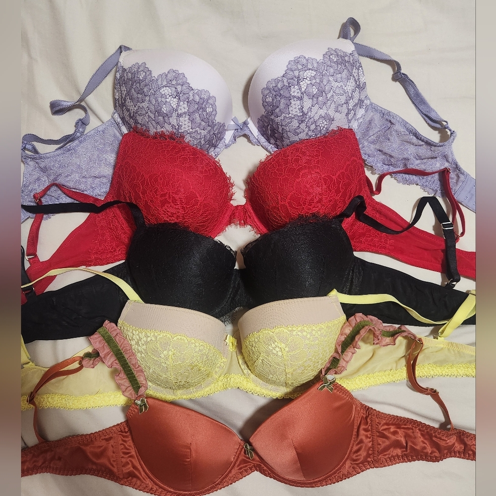 Victoria's Secret Lace Bra Collection - Red, Black, Yellow, Purple, Cream